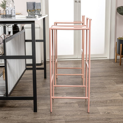 Svelte Minimalist 29.5" Seat Height Pink Metal Armless Low Back Bar Stool with
