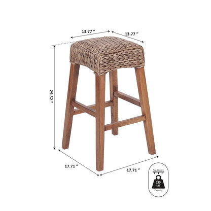Maui Coastal 30" Woven Water Hyacinth Backless Bar Stool