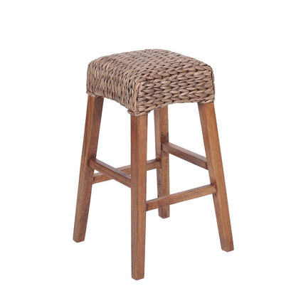 Maui Coastal 30" Woven Water Hyacinth Backless Bar Stool