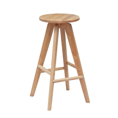 Ceren 30.5" Minimalist Solid Natural Wood Backless Bar Stool