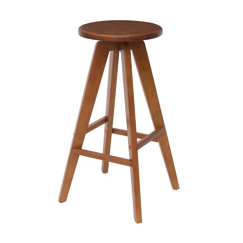 Ceren 30.5" Minimalist Solid Walnut Brown Wood Backless Bar Stool