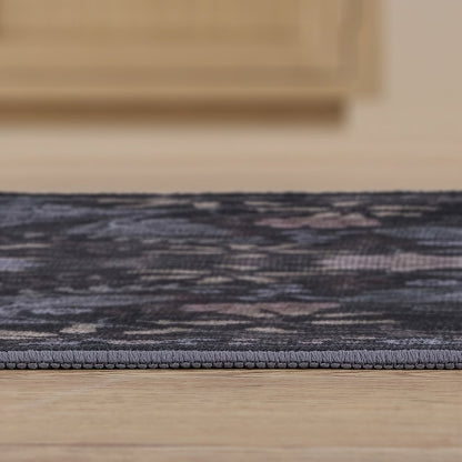 Primrose Art Nouveau Floral Border Dark Gray/Multi Runner Rug