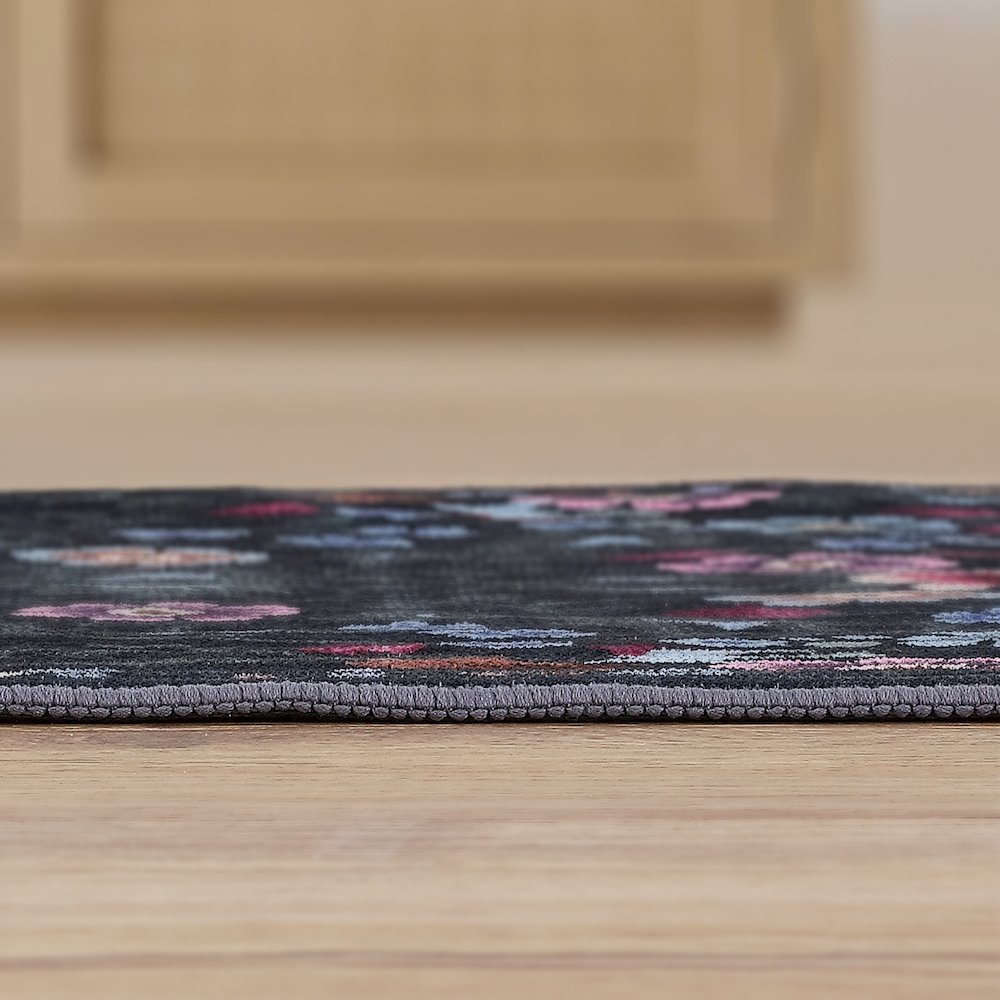 Primrose Art Nouveau Floral Border Dark Green/Multi Runner Rug