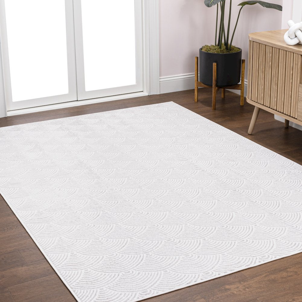 Porter Geometric Art Deco Fan Pattern High-Low Area Rug