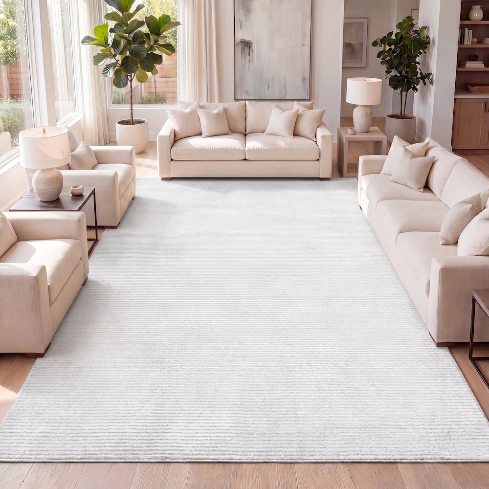 Cole Modern Minimalist Pinstripe High-Low Area Rug