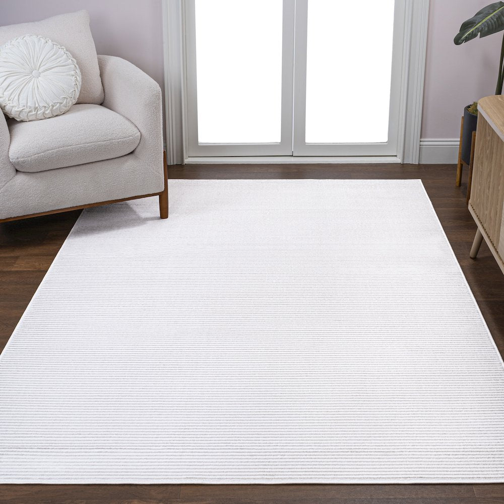 Cole Modern Minimalist Pinstripe High-Low Area Rug