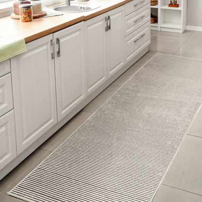 Cole Modern Minimalist Pinstripe High-Low Runner Rug