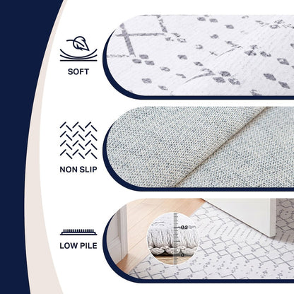 Leila Moroccan Diamond Trellis Ivory/Gray Runner Rug
