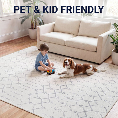 Leila Moroccan Diamond Trellis Ivory/Gray Area Rug