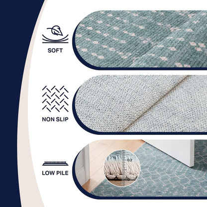Leila Moroccan Diamond Trellis Teal/Ivory Area Rug