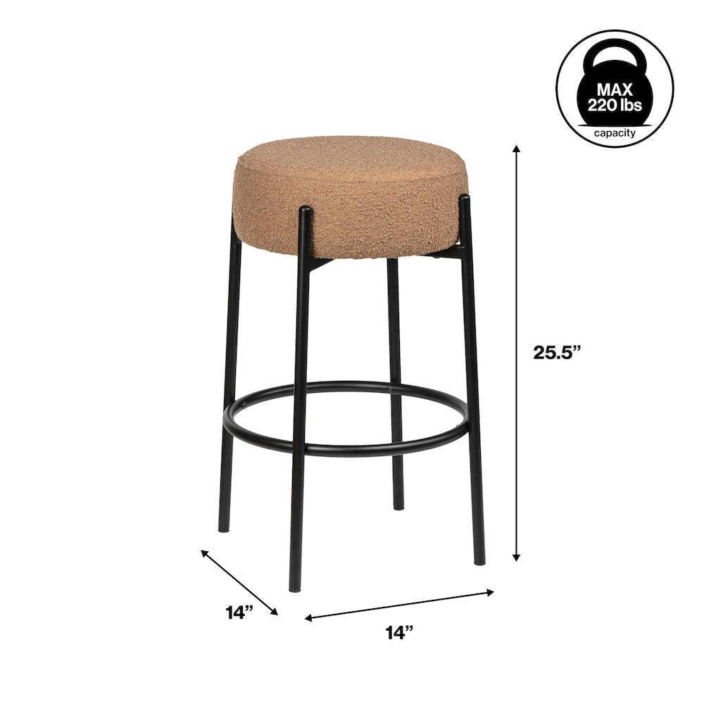 Paola 25.5" Industrial Round Backless Counter Stool