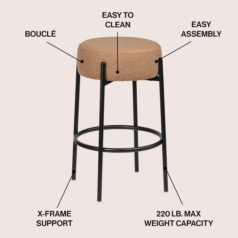 Paola 25.5" Industrial Round Backless Counter Stool