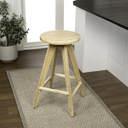 Ceren 25.5" Minimalist Solid Natural Wood Backless Counter Stool