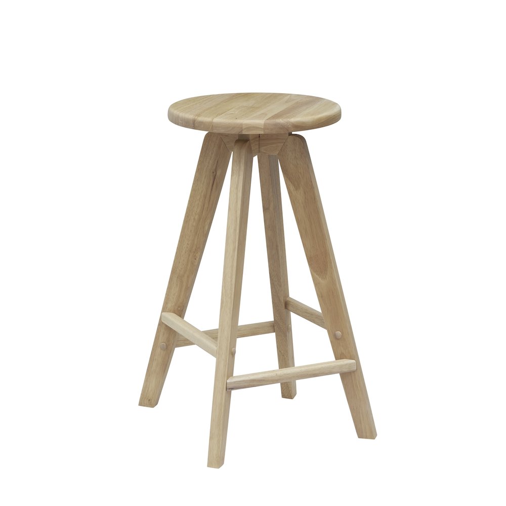 Ceren 25.5" Minimalist Solid Natural Wood Backless Counter Stool