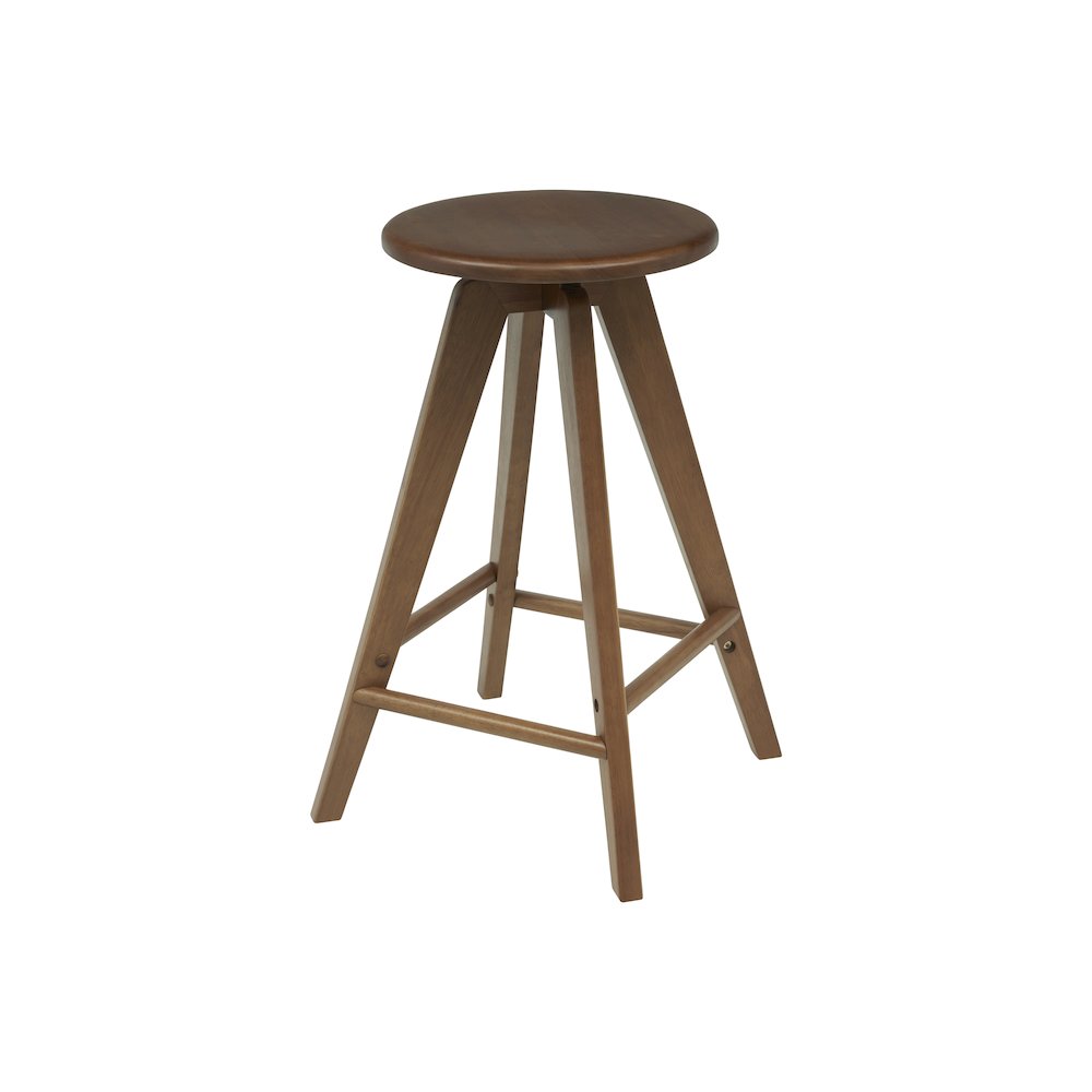 Ceren 25.5" Minimalist Solid Walnut Brown Wood Backless Counter Stool