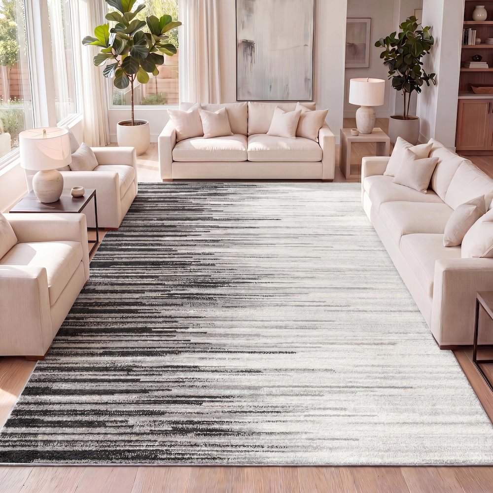 Linear Modern Half Stripe Area Rug