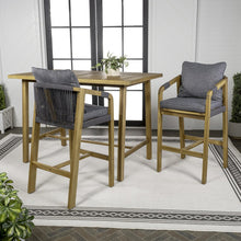 Porto Coastal 3-Piece Teak Brown Acacia Wood Outdoor Bar Set
