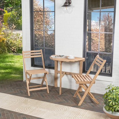Cadiz Classic 3-Piece Solid Acacia Wood Outdoor Folding Bistro Set