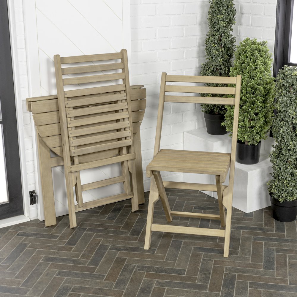 Cadiz Classic 3-Piece Solid Acacia Wood Outdoor Folding Bistro Set