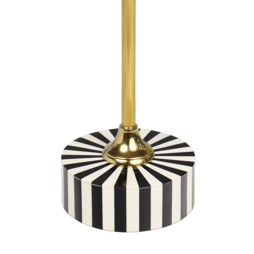 Calix Art Deco Metal/Resin Sunburst Round Drink Table, Black/White