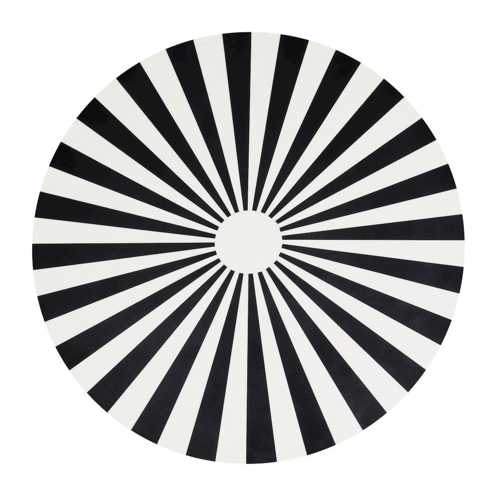 Calix Art Deco Metal/Resin Sunburst Round Drink Table, Black/White