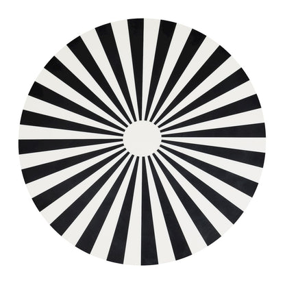 Calix Art Deco Metal/Resin Sunburst Round Drink Table, Black/White