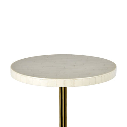 Evelyn Contemporary 26" Cream and Gold Round Drink Table