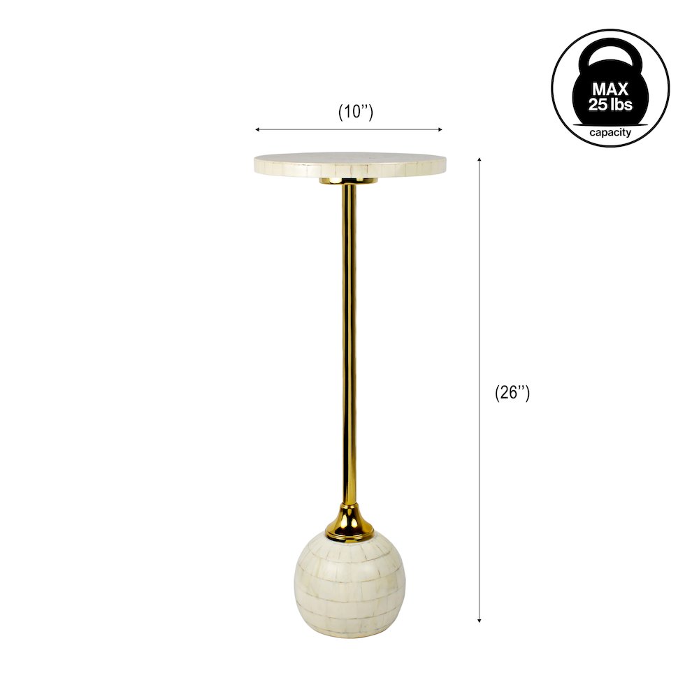 Evelyn Contemporary 26" Cream and Gold Round Drink Table