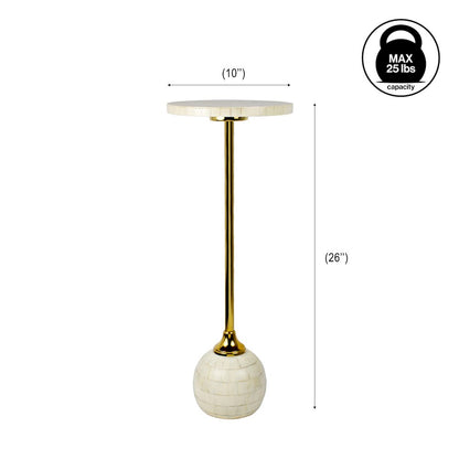Evelyn Contemporary 26" Cream and Gold Round Drink Table