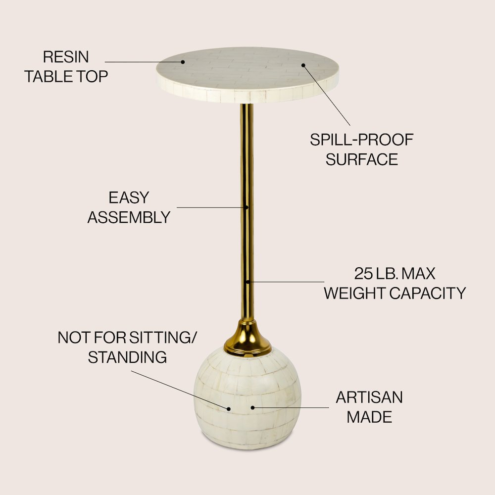 Evelyn Contemporary 26" Cream and Gold Round Drink Table