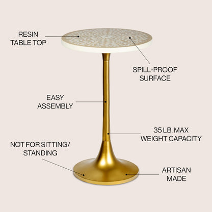 Nysha 25" Bohemian Round Accent Side Table