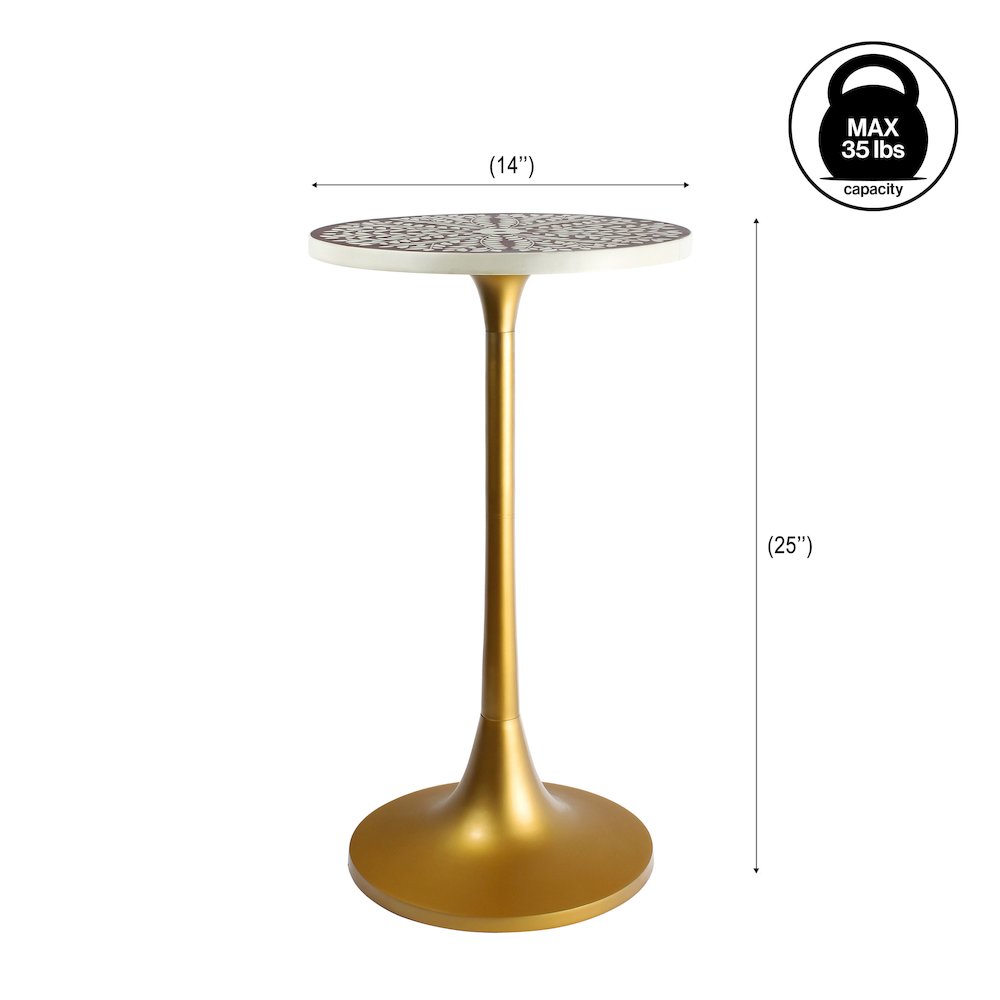 Nysha 25" Bohemian Round Accent Side Table