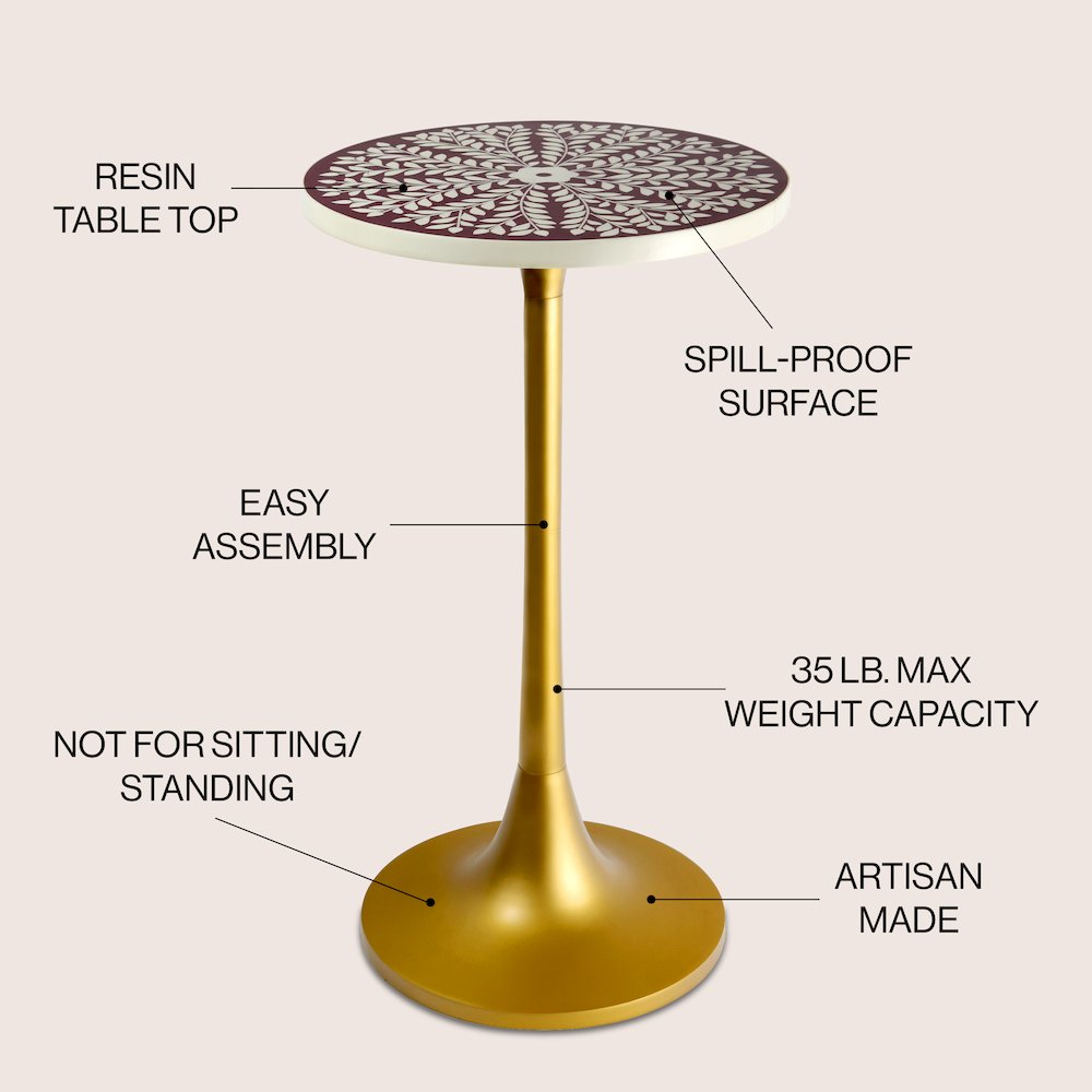 Nysha 25" Bohemian Round Accent Side Table