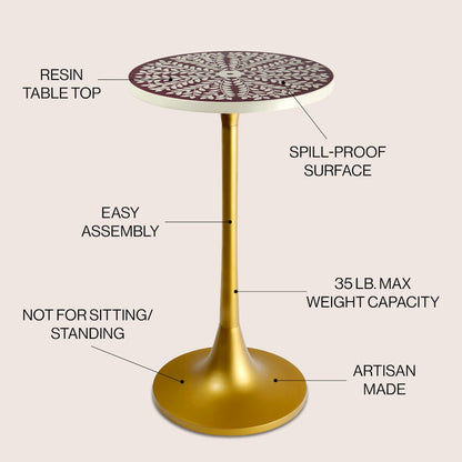 Nysha 25" Bohemian Round Accent Side Table