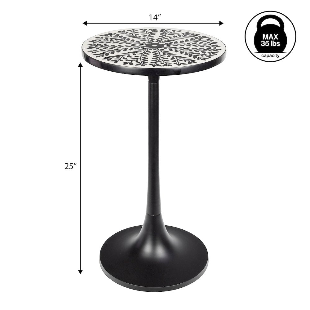 Nysha 25" Bohemian Round Accent Side Table