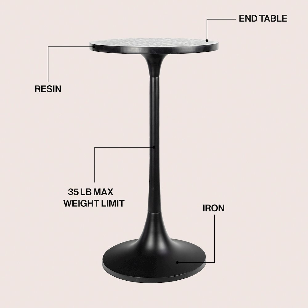 Nysha 25" Bohemian Round Accent Side Table