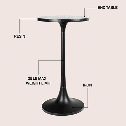 Nysha 25" Bohemian Round Accent Side Table