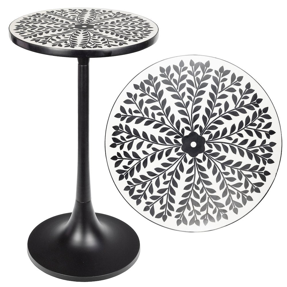 Nysha 25" Bohemian Round Accent Side Table