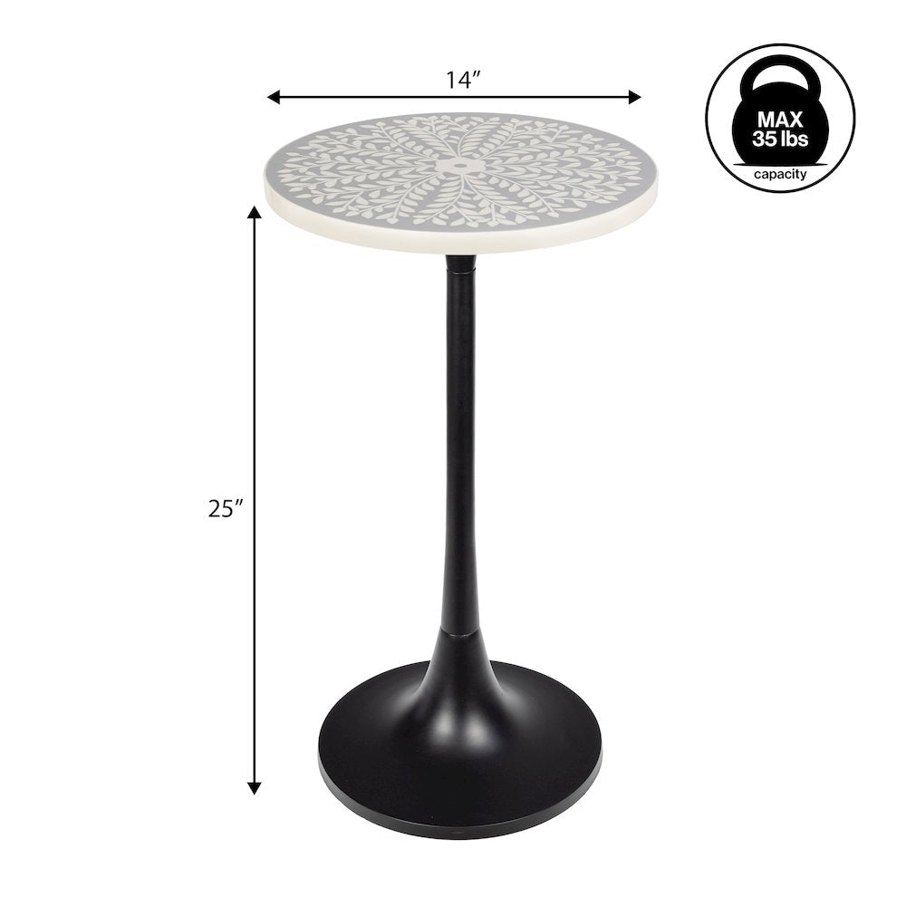 Nysha 25" Bohemian Round Accent Side Table