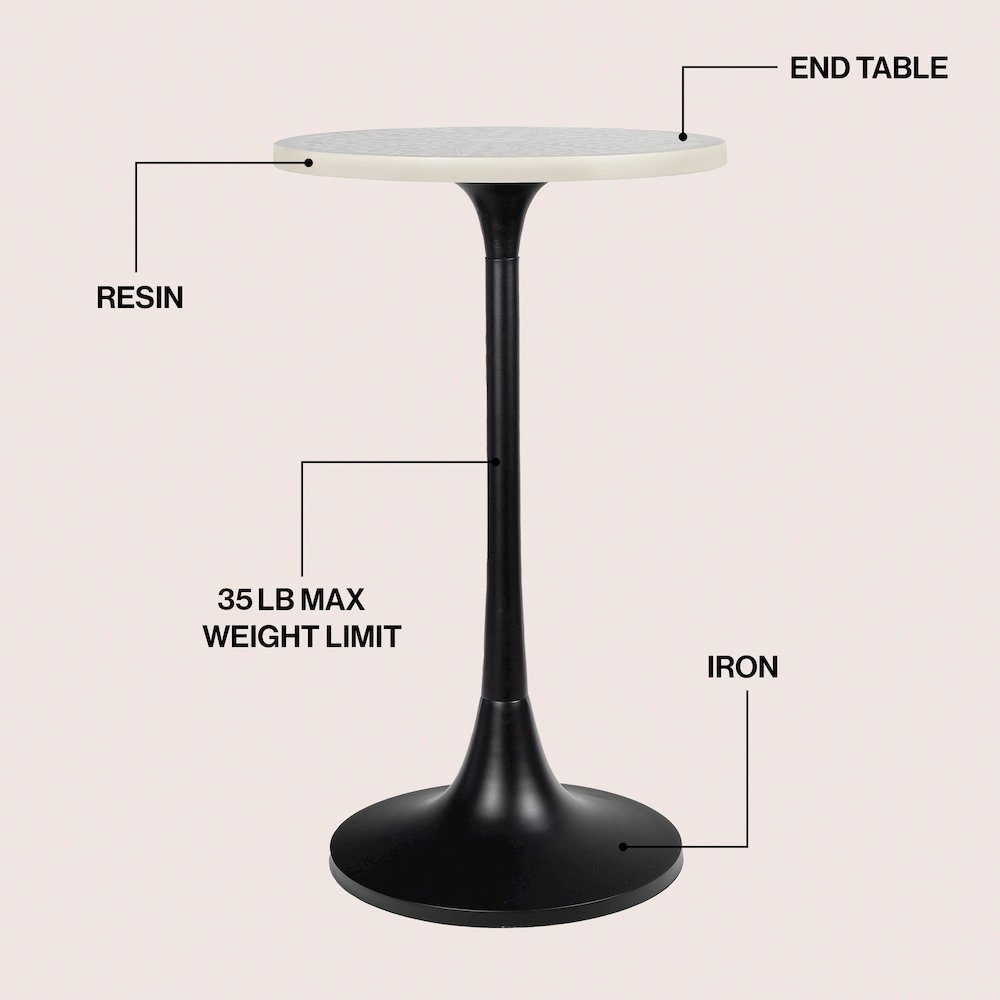 Nysha 25" Bohemian Round Accent Side Table
