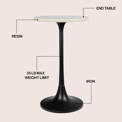 Nysha 25" Bohemian Round Accent Side Table