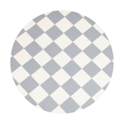 Calix Art Deco Metal/Resin Checkerboard Round Drink Table, Gray/White