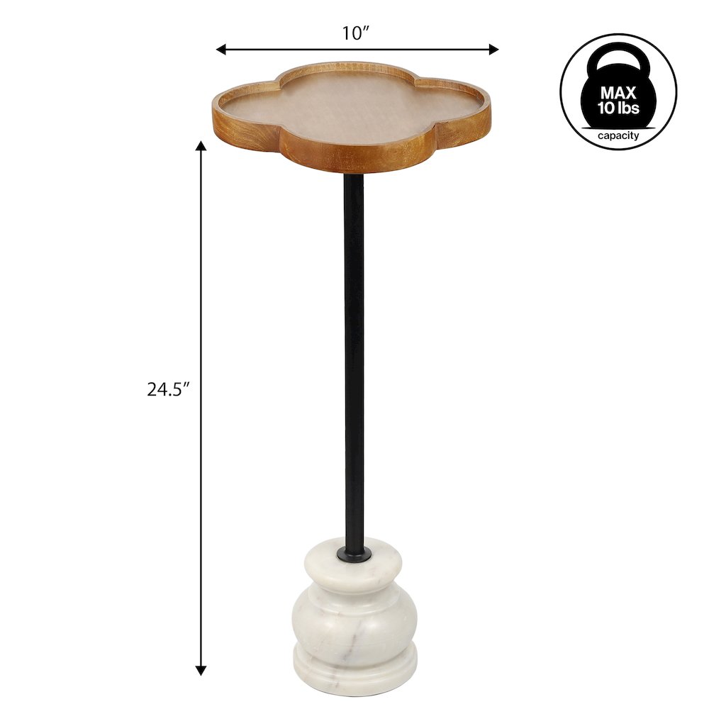 Colby 24.5" Transitional Quatrefoil Mango Wood Top Drink Table - Black Iron