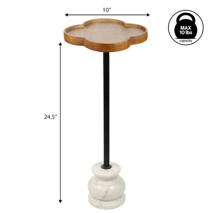 Colby 24.5" Transitional Quatrefoil Mango Wood Top Drink Table - Black Iron