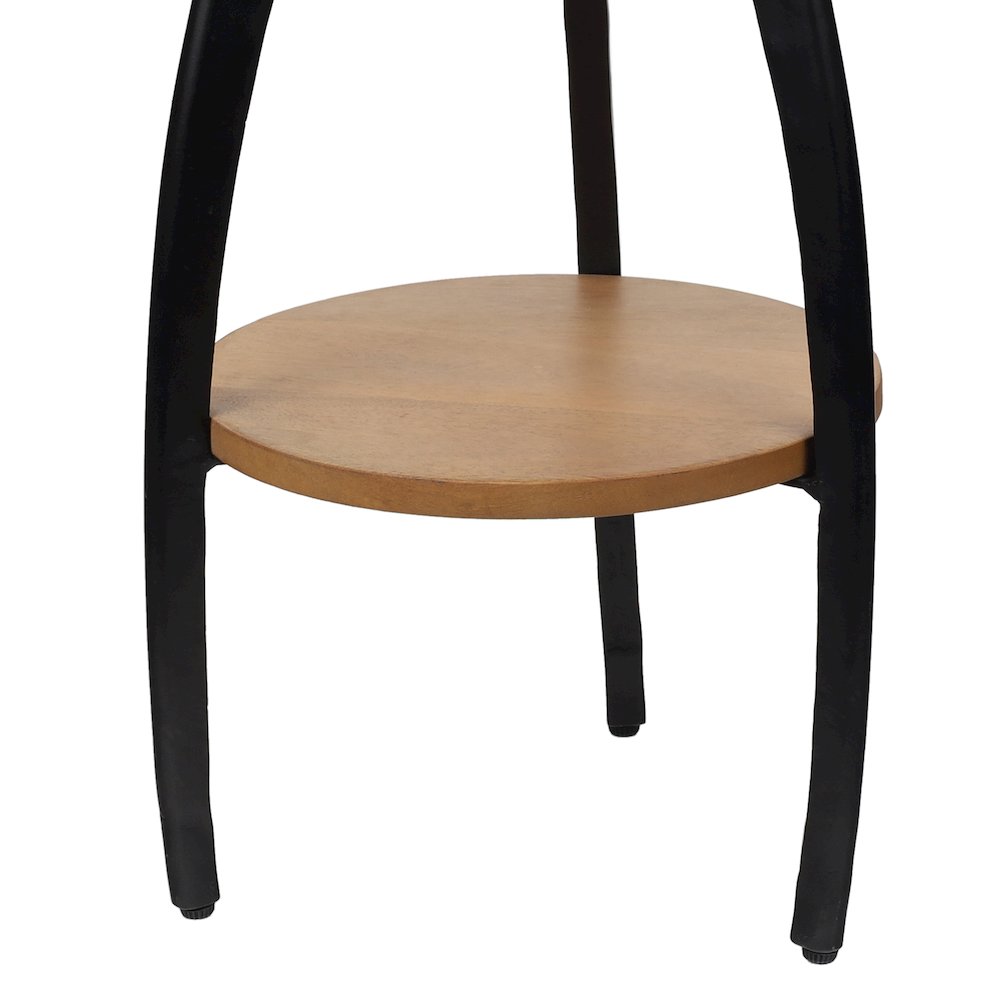 Ollie 24.5" Modern 2-Tier Round Drink Table, White Faux Marble Top