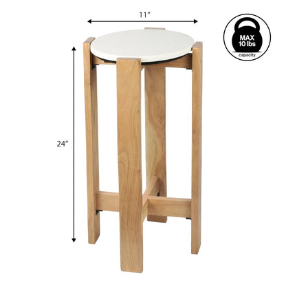 Elena 24" Minimalist Round Wood Drink Table