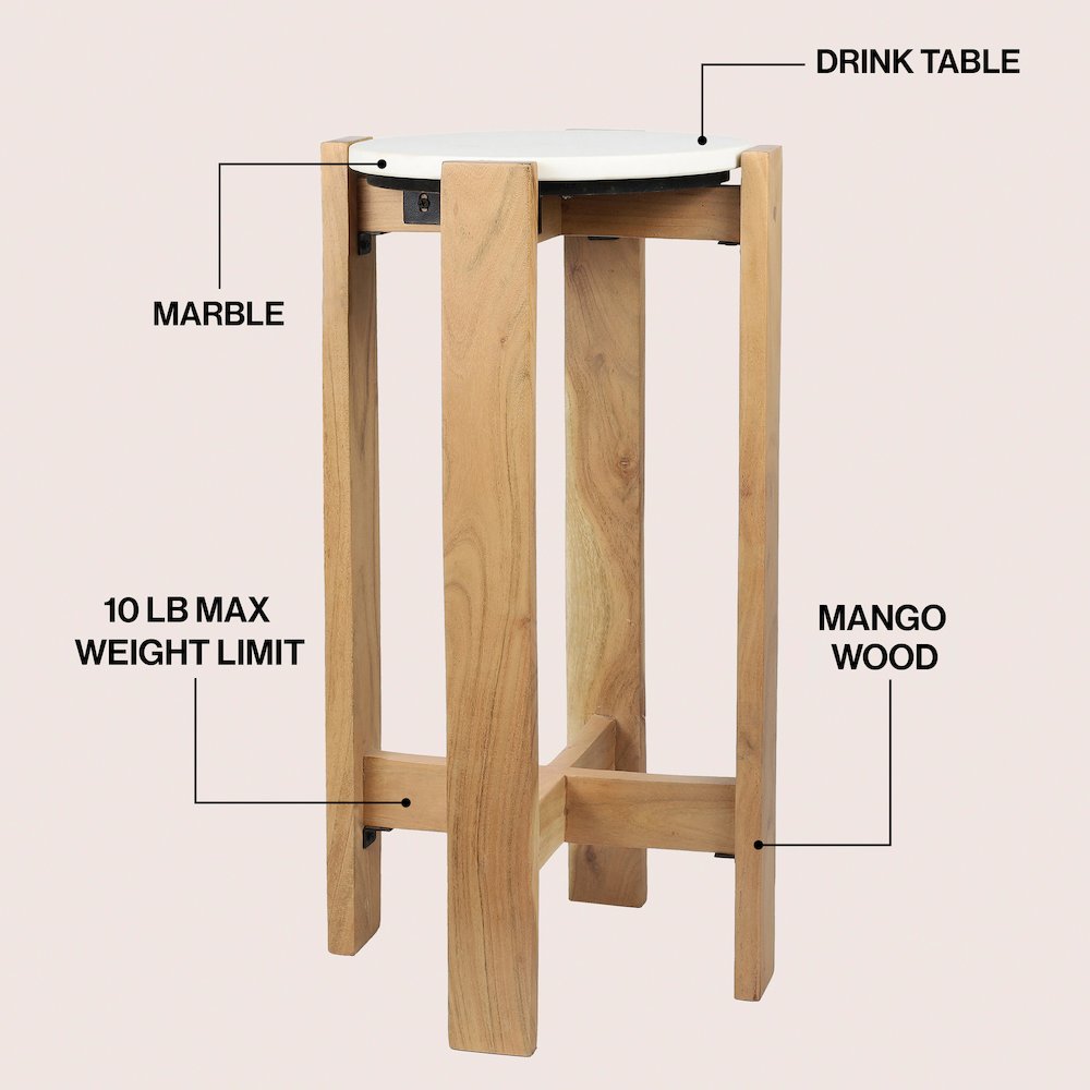 Elena 24" Minimalist Round Wood Drink Table
