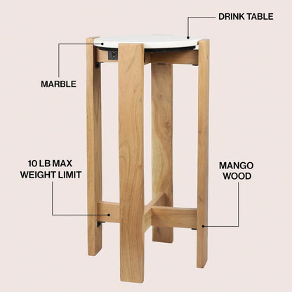 Elena 24" Minimalist Round Wood Drink Table