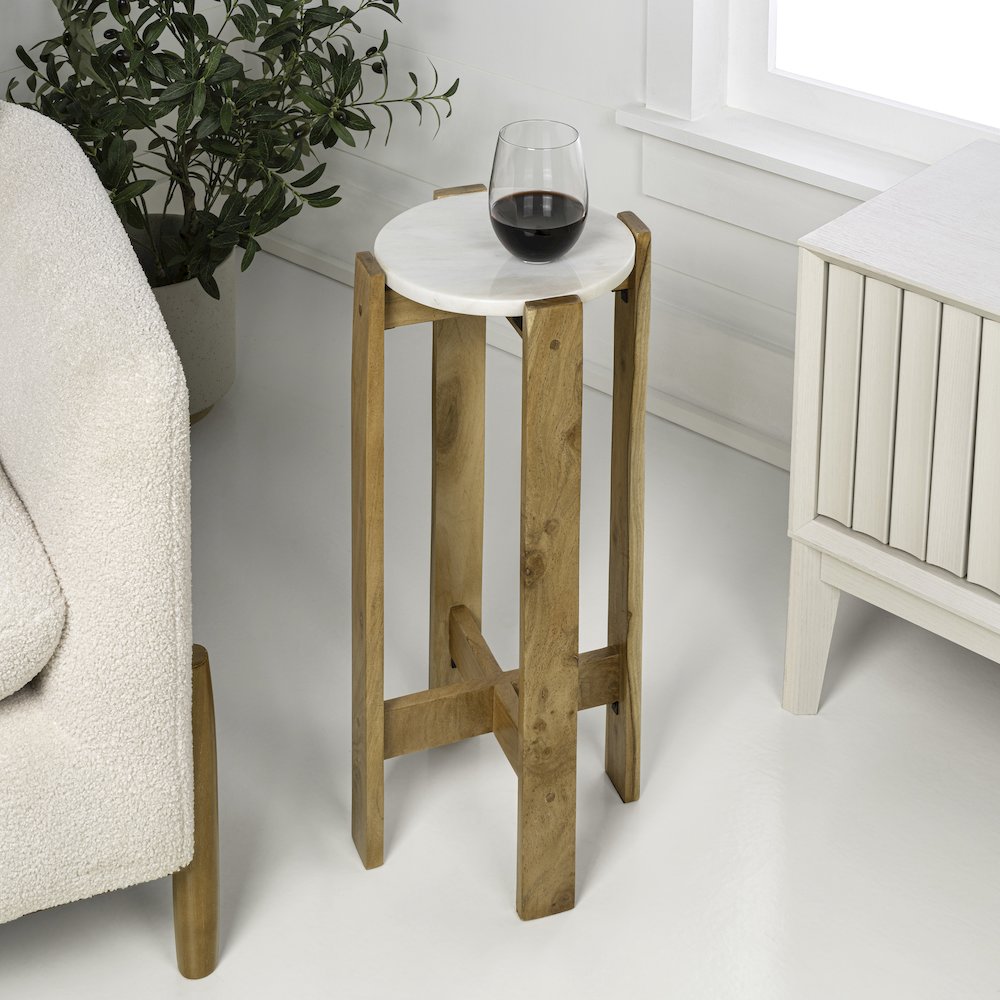 Elena 24" Minimalist Round Wood Drink Table