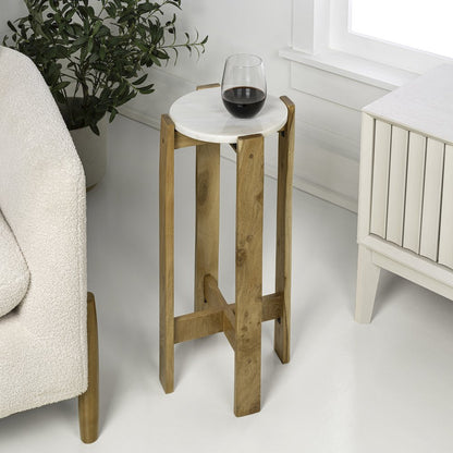 Elena 24" Minimalist Round Wood Drink Table